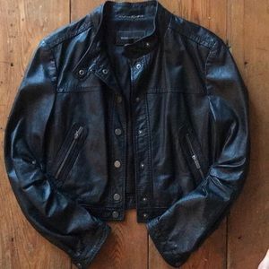 BCBGMAXAZRIA Leather Crop Jacket